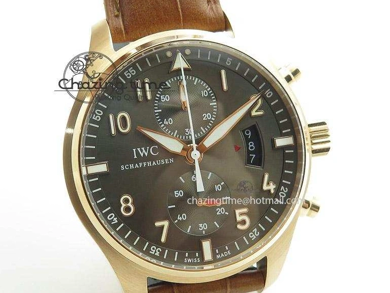 MIROTIME 0512 Youthful Pilot Chrono RG 3878 Gray Dial on Light Brown Leather Strap A 7394